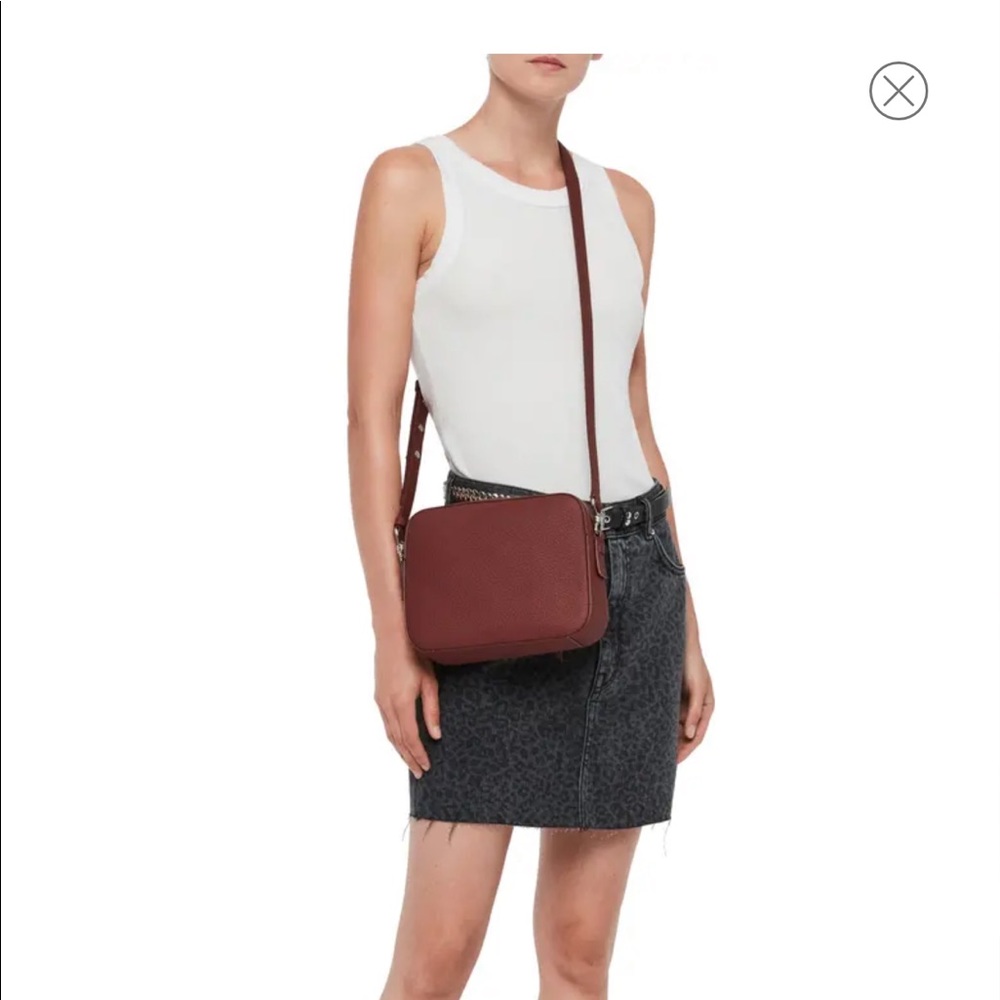 ALLSAINTS Capatain Square Leather Crossbody Bag- gunmetal